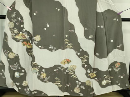 平和屋着物●極上　訪問着　駒刺繍　地紙吉祥花丸文　金彩　逸品　DZAB3820kh6