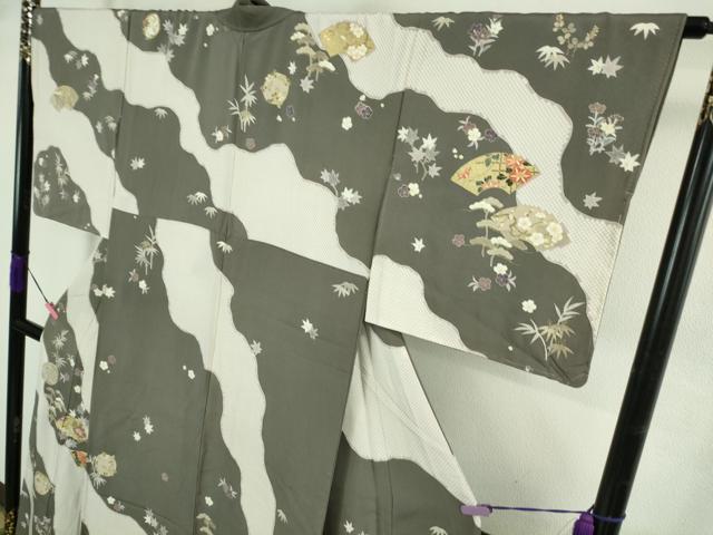 平和屋着物●極上　訪問着　駒刺繍　地紙吉祥花丸文　金彩　逸品　DZAB3820kh6