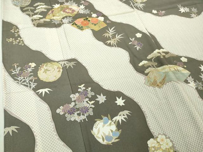 平和屋着物●極上　訪問着　駒刺繍　地紙吉祥花丸文　金彩　逸品　DZAB3820kh6