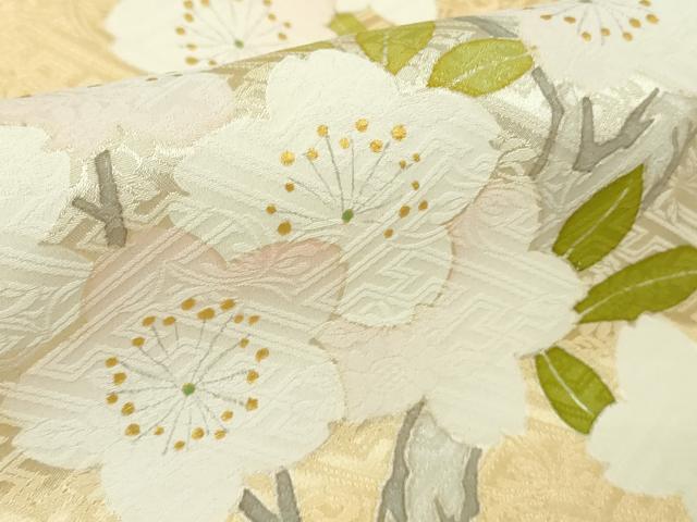 平和屋本店●極上 振袖 駒刺繍 貝桶枝桜 蜂蜜色地 金彩 逸品 DZAB3821kh6