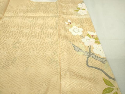 平和屋本店●極上 振袖 駒刺繍 貝桶枝桜 蜂蜜色地 金彩 逸品 DZAB3821kh6