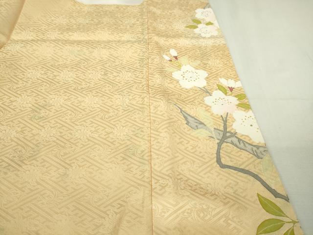 平和屋本店●極上 振袖 駒刺繍 貝桶枝桜 蜂蜜色地 金彩 逸品 DZAB3821kh6