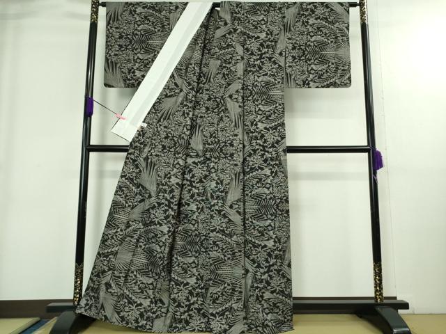 平和屋本店▽極上　本場大島紬　単衣　12マルキ　草葉花文　ますいわ屋扱い　逸品　DZAB3825kh6