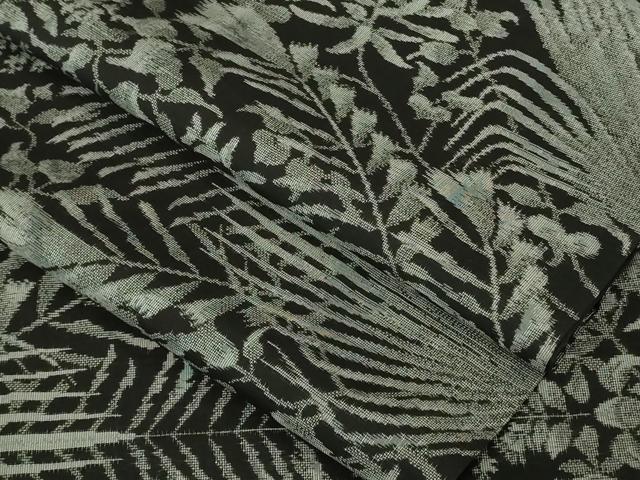 平和屋本店▽極上　本場大島紬　単衣　12マルキ　草葉花文　ますいわ屋扱い　逸品　DZAB3825kh6