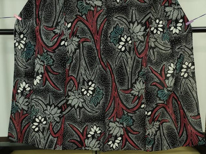平和屋着物∴極上 夏物 浴衣 有松鳴海絞り 草花文 黒地 綿 逸品 DZAB3826kh6