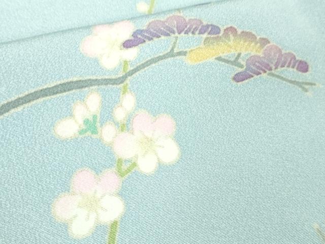 平和屋着物●極上　本加賀友禅作家　稲手明仁　訪問着　松竹梅　水色地　暈し染め　やまと金ラベル　逸品　未使用　DZAB3828kh6
