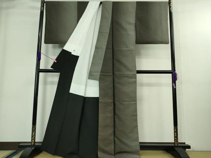 平和屋着物●極上　西陣　とみや織物謹製　お召　間道　逸品　DZAB3830kh6