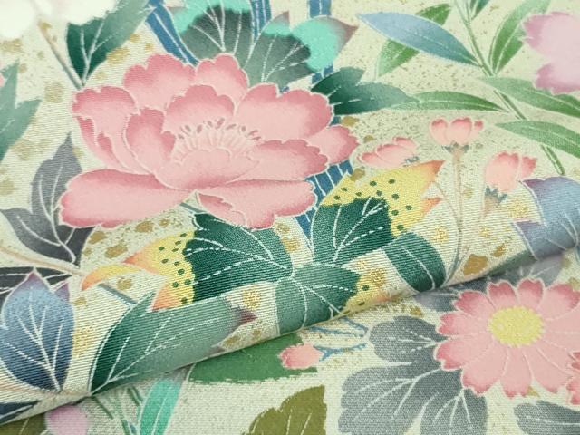 平和屋本店●極上 訪問着 友禅 草花文 夏虫色地 暈し染め 金彩 ロング丈 逸品 未使用 DZAB3833kh6