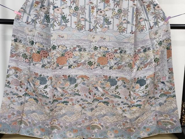平和屋本店●極上　初代 染人・山岡古都　首里琉染　紅型　訪問着　お召地　天目織　吉祥花文　逸品　未使用　DZAB3834kh6