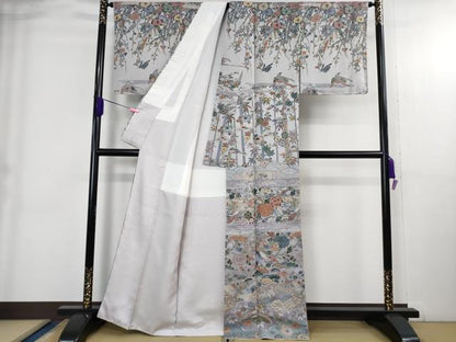 平和屋本店●極上　初代 染人・山岡古都　首里琉染　紅型　訪問着　お召地　天目織　吉祥花文　逸品　未使用　DZAB3834kh6