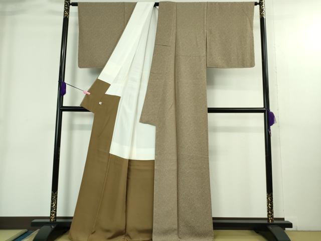 平和屋着物●極上　澤屋重兵衛　お召　文字文　柴染色地　証紙付き　逸品　未使用　DZAB3835kh6