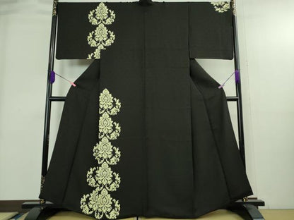 平和屋本店●極上 訪問着 正倉院花文 黒地 逸品 DZAB3836kh6