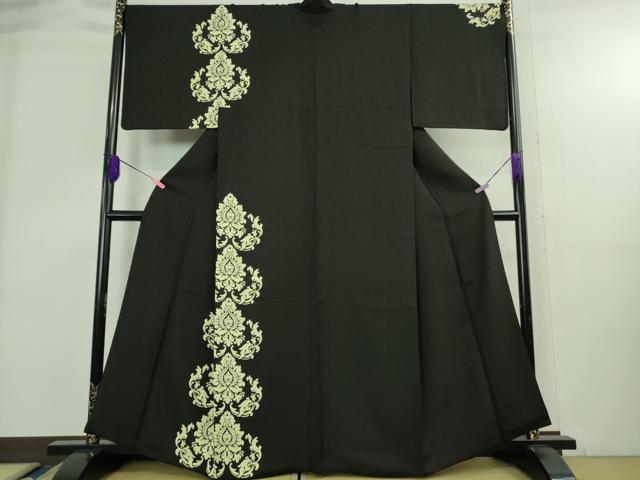 平和屋本店●極上 訪問着 正倉院花文 黒地 逸品 DZAB3836kh6