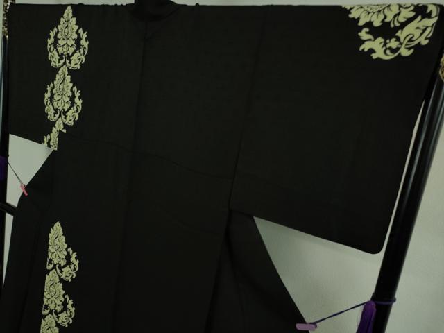 平和屋本店●極上 訪問着 正倉院花文 黒地 逸品 DZAB3836kh6