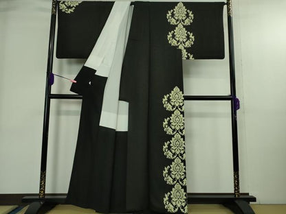 平和屋本店●極上 訪問着 正倉院花文 黒地 逸品 DZAB3836kh6