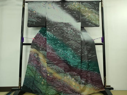 平和屋着物●極上　訪問着　辻が花　暈し染め　金通し地　逸品　DZAB3837kh6