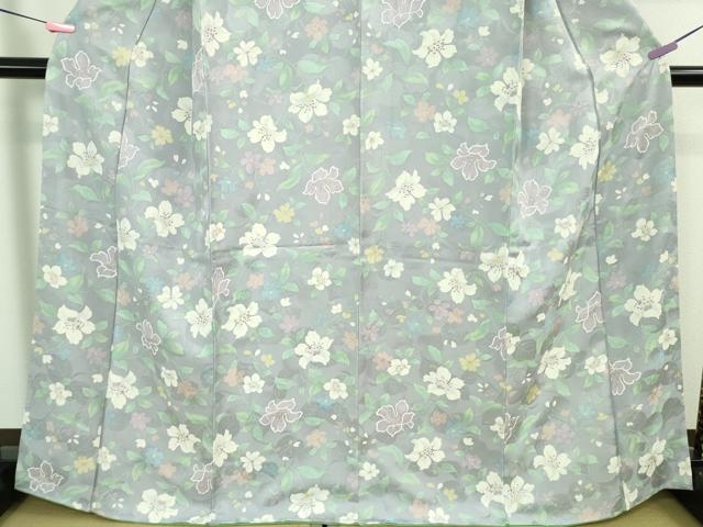 平和屋着物●極上　小紋　地紋起こし　草花文　淡藤色地　逸品　未使用　DZAB3838kh6