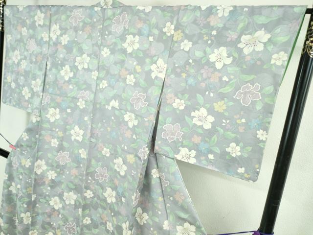平和屋着物●極上　小紋　地紋起こし　草花文　淡藤色地　逸品　未使用　DZAB3838kh6