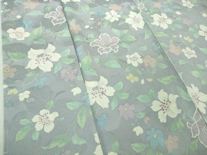 平和屋着物●極上　小紋　地紋起こし　草花文　淡藤色地　逸品　未使用　DZAB3838kh6