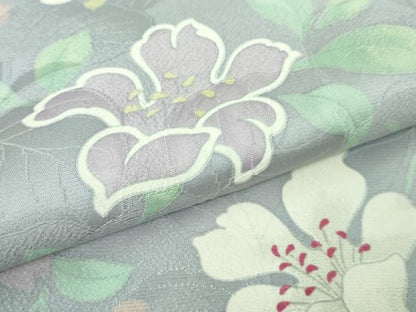 平和屋着物●極上　小紋　地紋起こし　草花文　淡藤色地　逸品　未使用　DZAB3838kh6