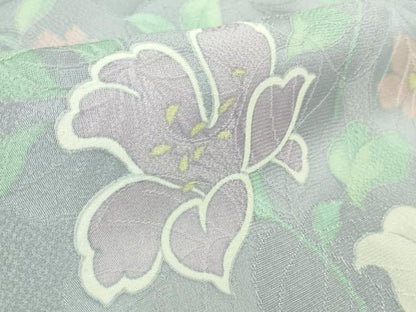 平和屋着物●極上　小紋　地紋起こし　草花文　淡藤色地　逸品　未使用　DZAB3838kh6