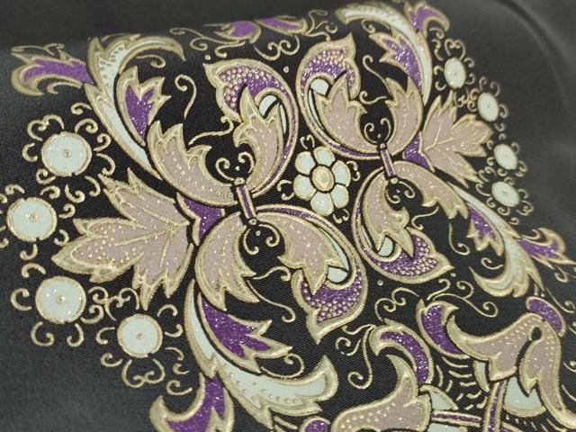 平和屋本店●極上　金彩友禅　卓越技能者・名工・和田光正　光正高蒔絵　訪問着　洋花文　黒紅色地　暈し染め　金銀彩　逸品　DZAB3840kh6