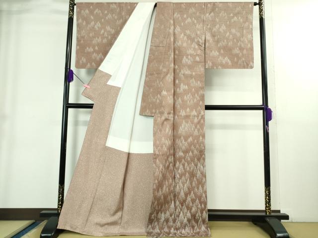 平和屋本店●極上 石川県指定無形文化財 牛首紬 白山工房 手織り 二代目 川村久太郎 訪問着 樹林文 証紙付き 逸品 DZAB3843kh6