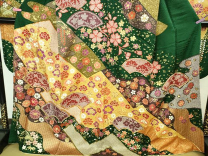平和屋本店●極上 中国三大刺繍 相良刺繍 振袖・長襦袢(無双仕立て・半衿刺繍)セット 駒刺繍 地紙花文 金彩 逸品 DZAB3844kh6