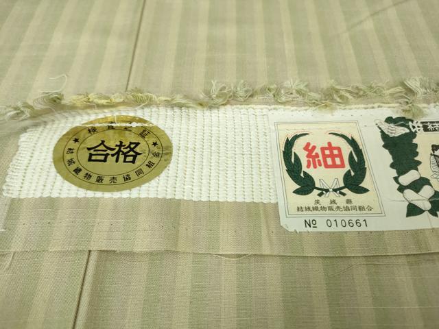平和屋着物●極上　結城紬　縞　証紙付き　逸品　未使用　DZAB3847kh6