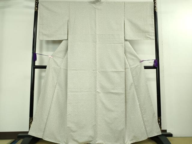 平和屋着物●極上　京都・西陣　織元ブランド　泰流舎　お召　よろけ縞　灰黄緑色地　反端付き　逸品　未使用　DZAB3850kh6