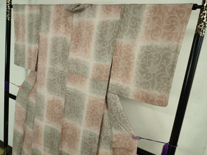 平和屋着物▽極上 小紋 単衣 花唐草文 暈し染め 逸品 DZAB3851kh6