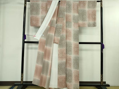 平和屋着物▽極上 小紋 単衣 花唐草文 暈し染め 逸品 DZAB3851kh6