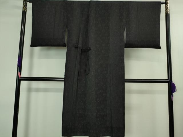 平和屋着物∞極上　道中着　スリーシーズン　春夏秋　塵除け　ロング丈　草花紋紗　灰青色×黒色　逸品　DZAB3856kh6