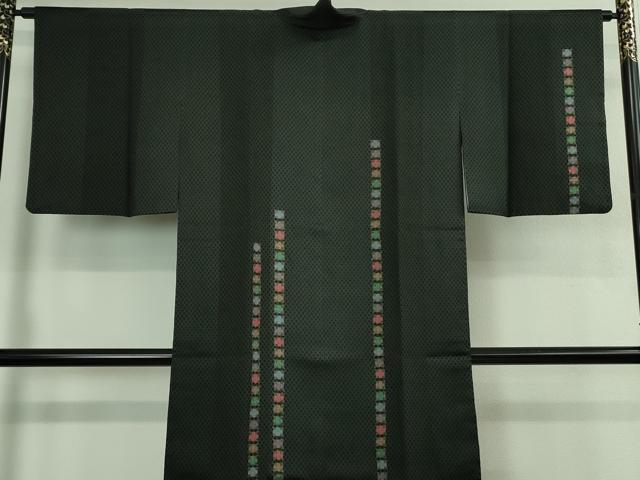 平和屋着物∞極上　道中着　ロング丈　網目　十字間道　黒地　逸品　DZAB3865kh6