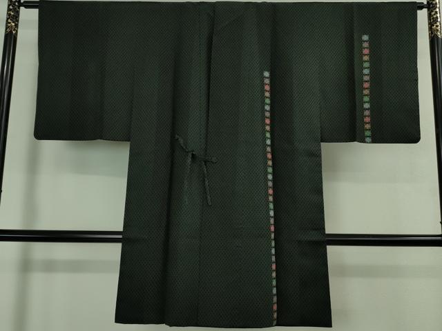 平和屋着物∞極上　道中着　ロング丈　網目　十字間道　黒地　逸品　DZAB3865kh6