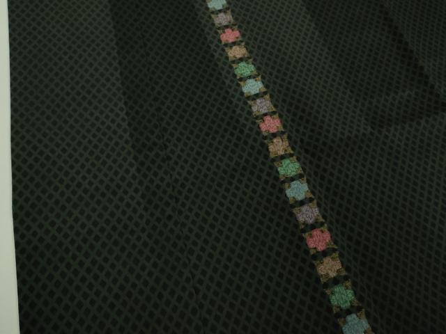 平和屋着物∞極上　道中着　ロング丈　網目　十字間道　黒地　逸品　DZAB3865kh6
