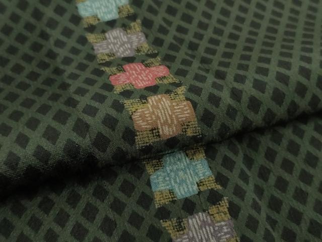 平和屋着物∞極上　道中着　ロング丈　網目　十字間道　黒地　逸品　DZAB3865kh6