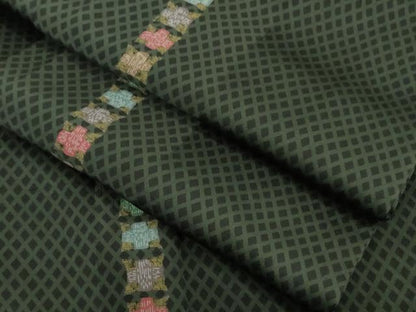 平和屋着物∞極上　道中着　ロング丈　網目　十字間道　黒地　逸品　DZAB3865kh6
