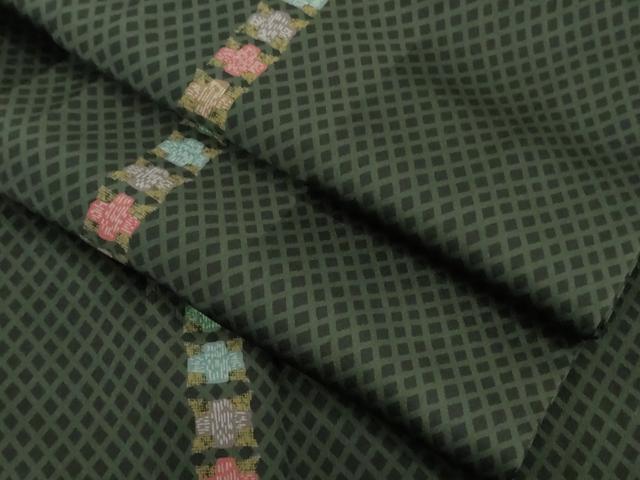 平和屋着物∞極上　道中着　ロング丈　網目　十字間道　黒地　逸品　DZAB3865kh6