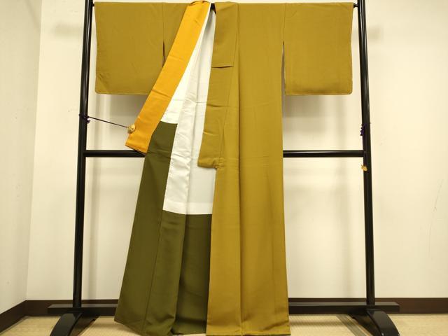 平和屋着物●極上　色無地　濃い山吹色　逸品　未使用　DZAB3867kh6