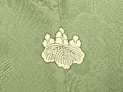 平和屋着物●極上　中国三大刺繍　スワトウ刺繍　汕頭刺繍　総刺繍　無地絵羽訪問着　貝桶花文　濃い山葵色　逸品　未使用　DZAB3870kh6