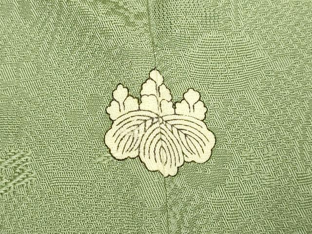 平和屋着物●極上　中国三大刺繍　スワトウ刺繍　汕頭刺繍　総刺繍　無地絵羽訪問着　貝桶花文　濃い山葵色　逸品　未使用　DZAB3870kh6
