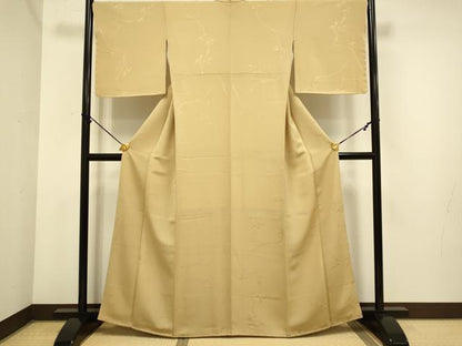 平和屋着物●極上　色無地　枝葉地紋　杏色　やまと誂製　逸品　未使用　DZAB3872kh6
