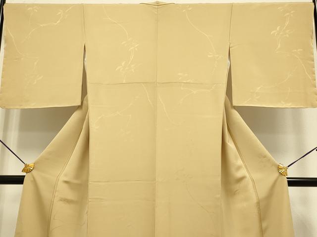 平和屋着物●極上　色無地　枝葉地紋　杏色　やまと誂製　逸品　未使用　DZAB3872kh6