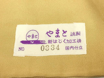 平和屋着物●極上　色無地　枝葉地紋　杏色　やまと誂製　逸品　未使用　DZAB3872kh6
