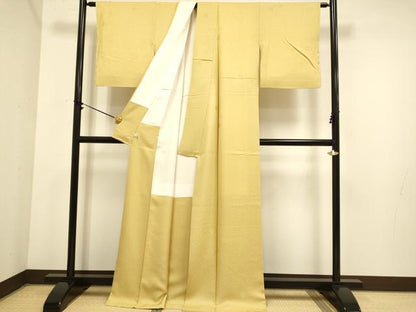 平和屋着物●極上　色無地　菊地紋　飴色　逸品　DZAB3875kh6