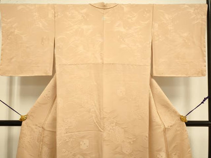平和屋着物●極上　色無地　立波花地紋　濃い洒落柿色　逸品　未使用　DZAB3876kh6
