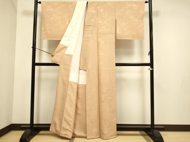 平和屋着物●極上　色無地　立波花地紋　濃い洒落柿色　逸品　未使用　DZAB3876kh6