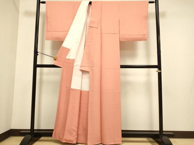 平和屋着物●極上　色無地　花唐草地紋　曙色　逸品　未使用　DZAB3877kh6