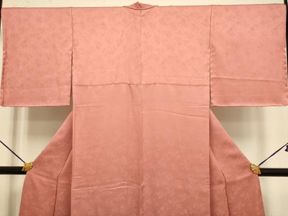 平和屋着物●極上　色無地　福笹を担げば肩に小判地紋　濃い浅緋色　逸品　未使用　DZAB3880kh6